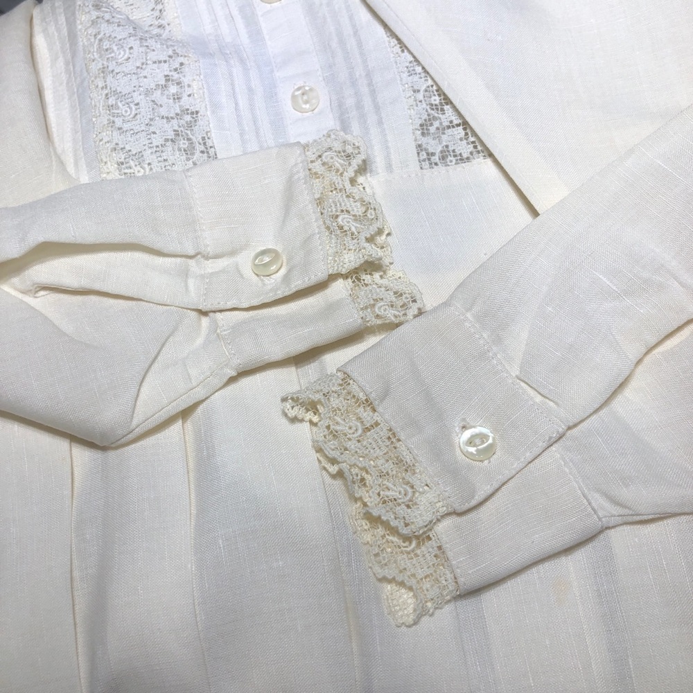 Eileen West 70’s/80’s Vintage Style Drop Waist Pleated Linen Dress - Picture 13 of 16
